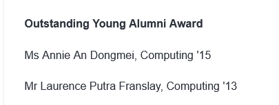 NUS alumni page screenshot